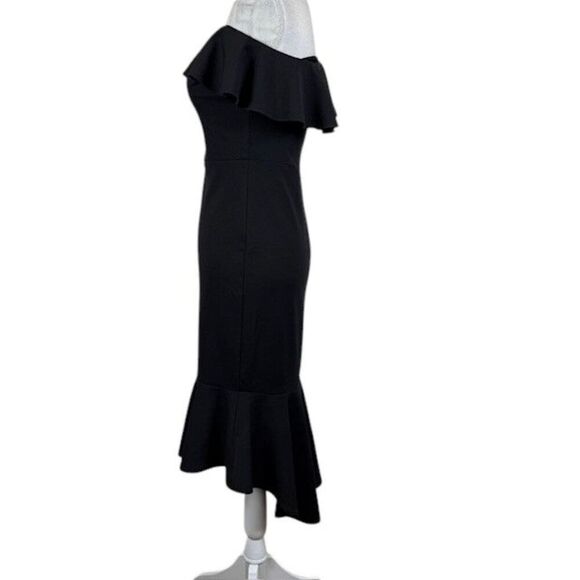 Bailey Blue Black Cocktail Dress Pullover Stretch On or Off Shoulder Hi-Lo small - Picture 4 of 12